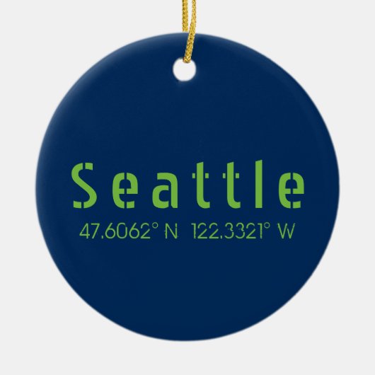 Seattle Longitude Latitude-teamkleuren Keramisch Ornament (Voorkant)