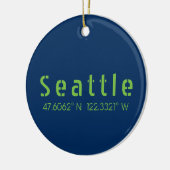 Seattle Longitude Latitude-teamkleuren Keramisch Ornament (Links)