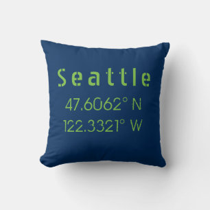 Seattle Longitude Latitude-teamkleuren Kussen