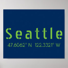 Seattle Longitude Latitude-teamkleuren Poster