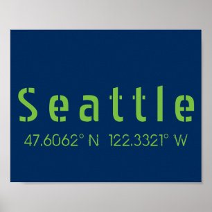 Seattle Longitude Latitude-teamkleuren Poster