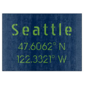 Seattle Longitude Latitude-teamkleuren Snijplank (Voorkant)
