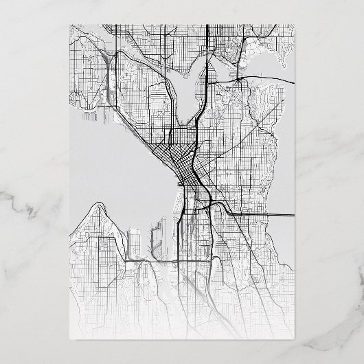 Seattle Love Locator | Themahuwelijk in de stad Folie Uitnodiging (Achterkant)