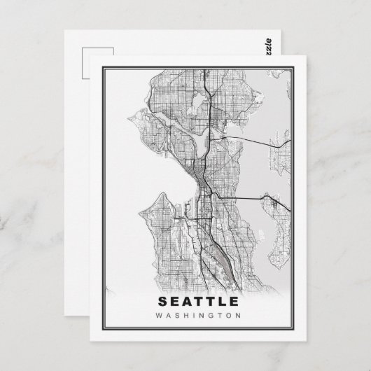 Seattle Map Briefkaart (Voorkant / Achterkant)