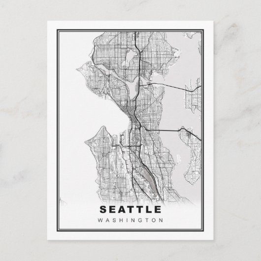 Seattle Map Briefkaart (Voorkant)