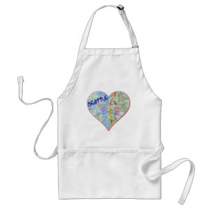 Seattle Map Heart Standaard Schort