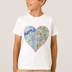 Seattle Map Heart T-shirt