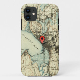  Seattle Map met locatieteller iPhone 11 Hoesje
