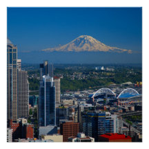 Seattle met Poster voor foto's van de Rainier