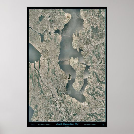Seattle Metro gebied, Washington satellietposter Poster (Voorkant)