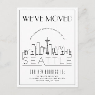 Seattle Modern Deco Nieuw Adres Aankondigingskaart