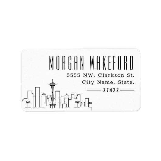 Seattle moderne deco skyline groot etiket (Voorkant)