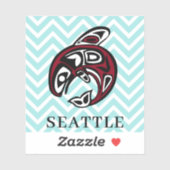Seattle Native American Orca Killer Whale Art Sticker (Vel)