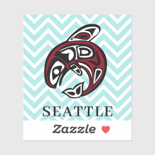 Seattle Native American Orca Killer Whale Art Sticker (Vel)