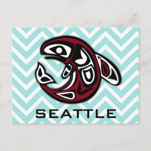 Seattle Nautical Tribale Totem Tatoeage Orka Walvi Briefkaart