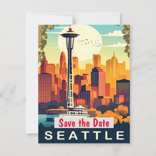 Seattle Needle Groene Trouw Uitnodiging (Voorkant)