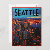 Seattle Night Skyline Briefkaart (Voorkant / Achterkant)