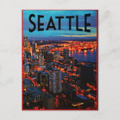 Seattle Night Skyline Briefkaart (Voorkant)