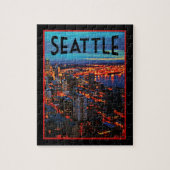 Seattle Night Skyline Legpuzzel (Verticaal)