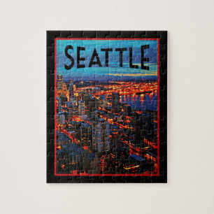 Seattle Night Skyline Legpuzzel