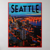 Seattle Night Skyline Poster (Voorkant)