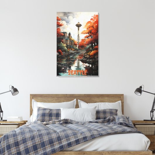 Seattle: Omarm de surrealistische charme Canvas Afdruk (Insitu (Slaapkamer))