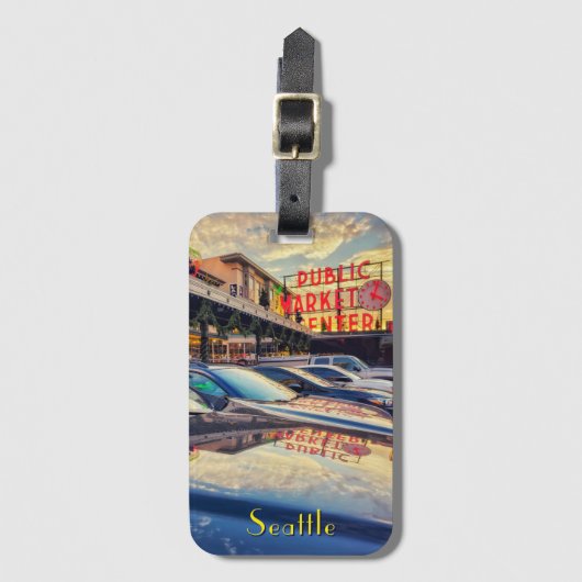 Seattle Pike Market Bagagelabel (Voorkant (verticaal))