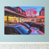 Seattle Pike Market bij nacht Canvas Afdruk (Insitu (Houten vloer))