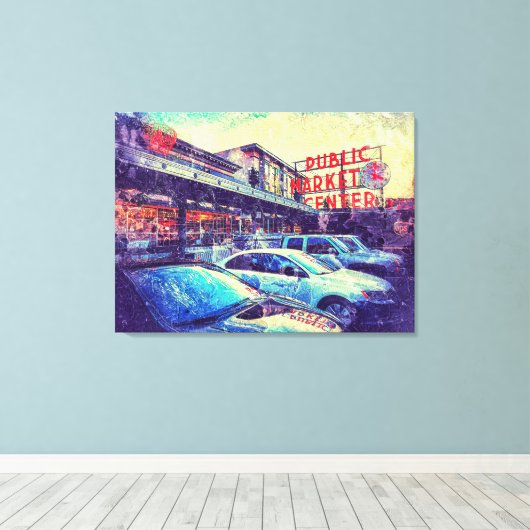 Seattle Pike Market Canvas Afdruk (Insitu (Houten vloer))