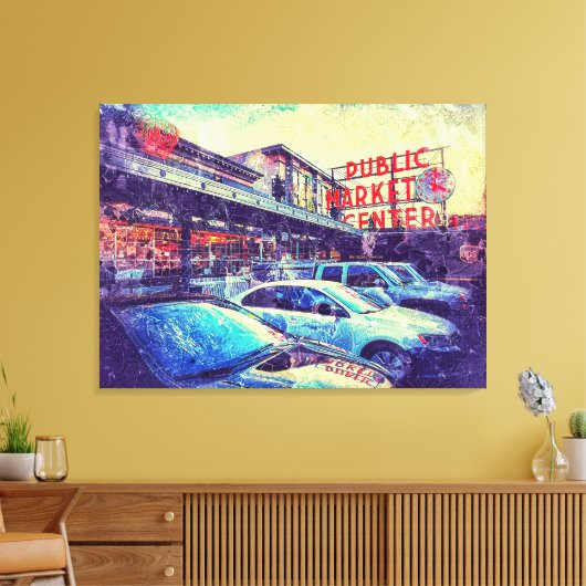 Seattle Pike Market Canvas Afdruk (Insitu (Woonkamer))