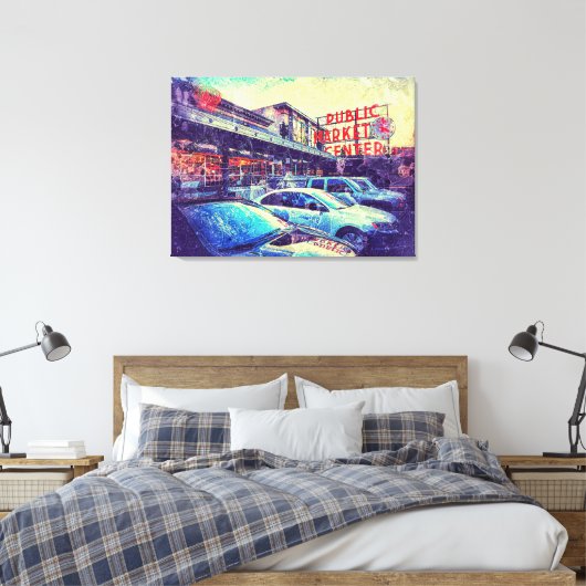 Seattle Pike Market Canvas Afdruk (Insitu (Slaapkamer))