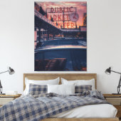 Seattle Pike Market Center bij zonsondergang Canvas Afdruk (Insitu (Slaapkamer))