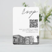 Seattle Pikes Place Bruiloft RSVP QR Code Klein Informatiekaartje (Staand voorkant)