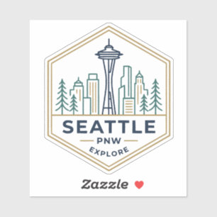 Seattle PNW Silhouette Minimal Hexagonaal Badge Sticker