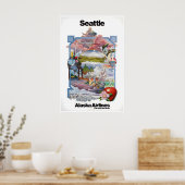 Seattle Poster Washington Kunst Alaska Airlines (Keuken)