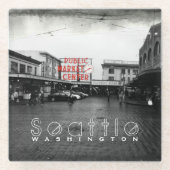 Seattle Public Market Center Onderzetter Glazen Onderzetter (Voorkant)