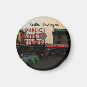 Seattle Public Market Centre #1 Round Magnet (Voorkant)
