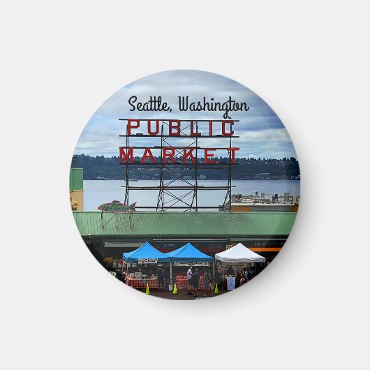 Seattle Public Market Centre #3 Round Magnet (Voorkant)