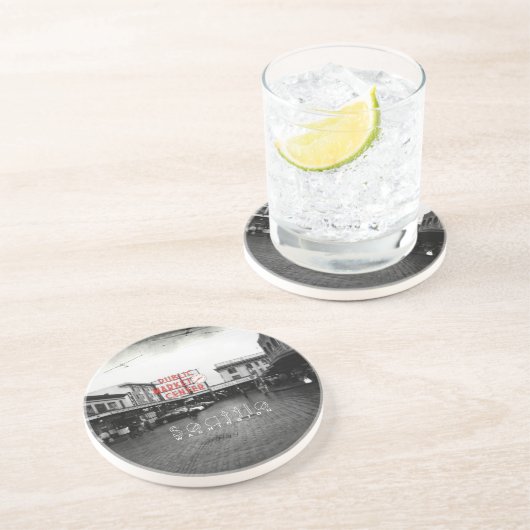 Seattle Public Market Centre Zandsteen Onderzetter (Zijkant)