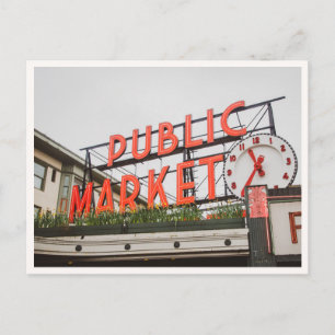 Seattle Public Market Pikes Place Bord Foto Briefkaart