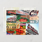 Seattle Public Market Typography Briefkaart (Voorkant / Achterkant)