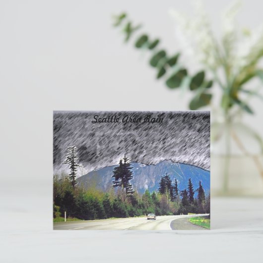 Seattle Rain Briefkaart (Staand voorkant)