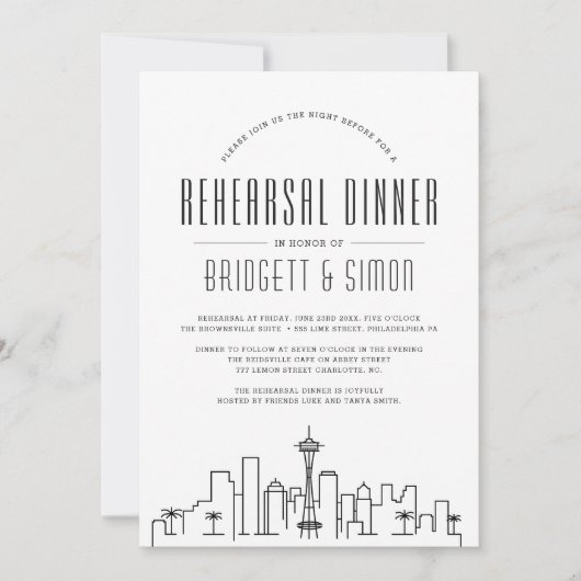 Seattle Rehearsal Dinner | Uitnodiging van de City (Voorkant)