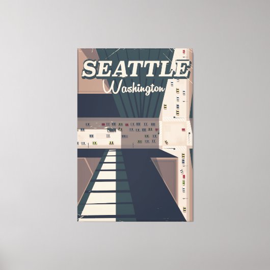 Seattle, reisbord Washington staat Canvas Afdruk (Voorkant)