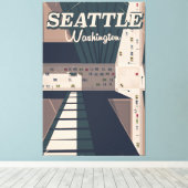 Seattle, reisbord Washington staat Canvas Afdruk (Insitu (Houten vloer))