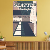 Seattle, reisbord Washington staat Canvas Afdruk (Insitu (Woonkamer))