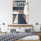 Seattle, reisbord Washington staat Canvas Afdruk (Insitu (Slaapkamer))