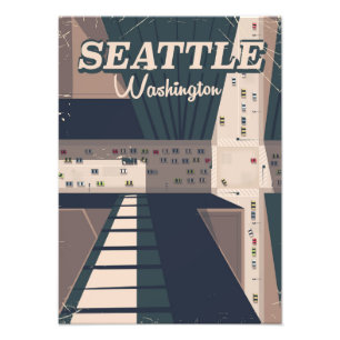 Seattle, reisbord Washington staat Foto Afdruk