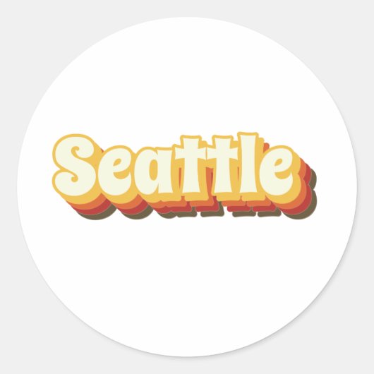 Seattle Retro tekst Ronde Sticker (Voorkant)
