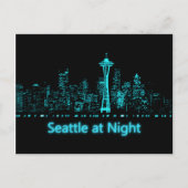 Seattle 's nachts briefkaart (Voorkant)